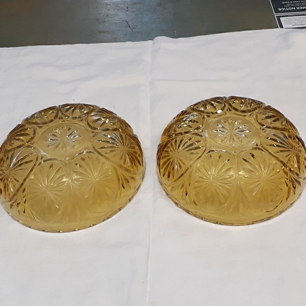 2 pc Vtg. Medallion Pattern MCM Serving Chip Large Bowls Anchor Hocking Indiana - Picture 5 of 7